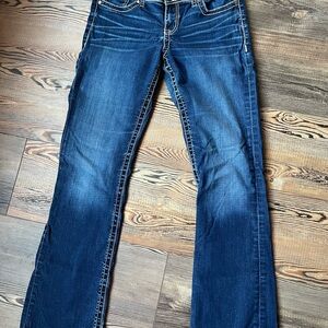 BKE Women's Dark Blue Bootcut Stretch Jeans